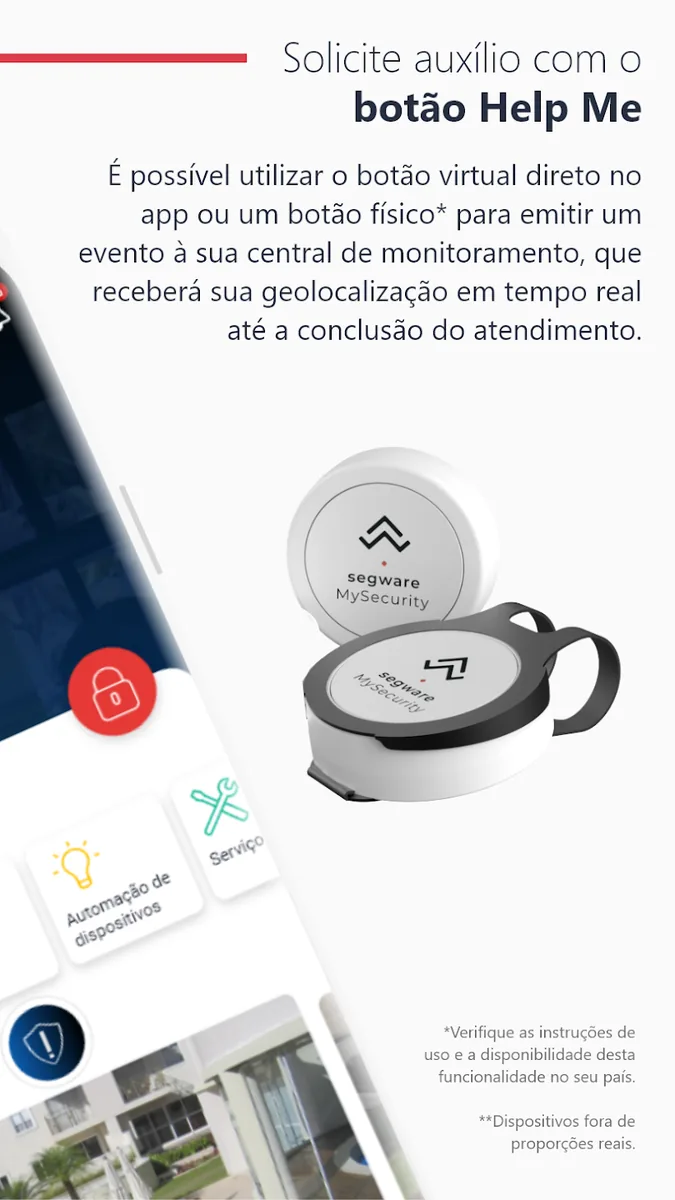 Recurso Help Me do aplicativo STM Alarmes